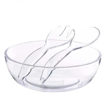 Jogo de saladeira + 2 talheres em acrlico Kenya transparente