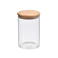 Pote Redondo Vidro com Tampa de Bambu 1 Litro Kenya