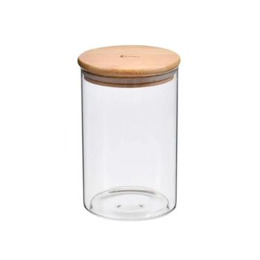 Pote Redondo de Vidro com Tampa de Bambu 1,5 Litros Kenya