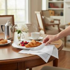 Jogo 4 Guardanapos em Tecido Copa&Cia Desiree Branco 45x45cm Elegncia Clssica Mesa