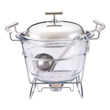 Rechaud redondo com tampa em ao inox Fracalanza Chambord 4 litros: Elegncia e versatilidade para servir
