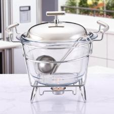 Rechaud redondo com tampa em ao inox Fracalanza Chambord 4 litros: Elegncia e versatilidade para servir