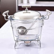 Rechaud redondo com tampa em ao inox Fracalanza Chambord 4 litros: Elegncia e versatilidade para servir