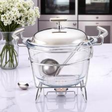 Rechaud redondo com tampa em ao inox Fracalanza Chambord 4 litros: Elegncia e versatilidade para servir