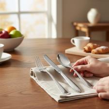 Faqueiro Fracalanza Croise 101 Peas Ao Inox Com Estojo Madeira para 12 Pessoas Mesa Fina