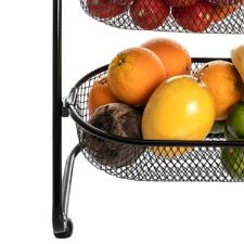Fruteira organizadora Metaltec 3 cestos em ao preta, design vertical e verstil para cozinha e despensa