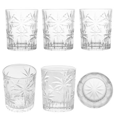 Jogo de copos baixos em cristal Wolff Palm Tree 6 copos 340ml para �gua, drinks e sucos