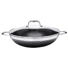 Panela Wok em Ao Inox 34cm com Tampa Oxford CookingPro Hive