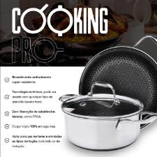 Panela em Aço Inox 18cm com Tampa Oxford CookingPro Hive Panela em Aço Inox 18cm com Tampa Oxford CookingPro Hive