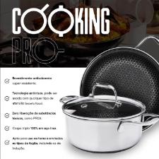 Frigideira Reta em Ao Inox 26cm com Tampa Oxford CookingPro Hive