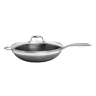Panela Wok em Ao com Alas Inox 34cm com Tampa Oxford CookingPro Hive