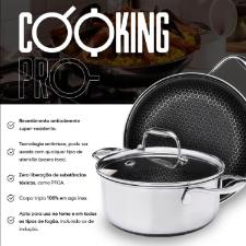 Panela Wok em Ao com Alas Inox 34cm com Tampa Oxford CookingPro Hive