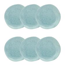 Jogo de 6 Pratos Fundos Oxford Ryo Blue Bay Azul Claro 22,5cm Porcelana