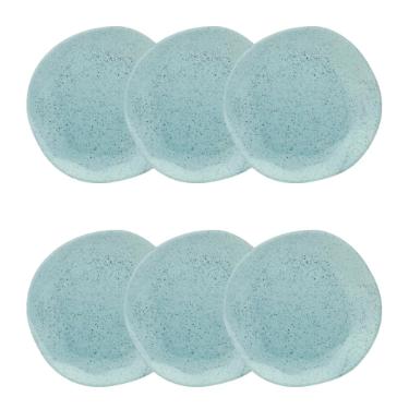 Jogo de 6 Pratos Fundos Oxford Ryo Blue Bay Azul Claro 22,5cm Porcelana