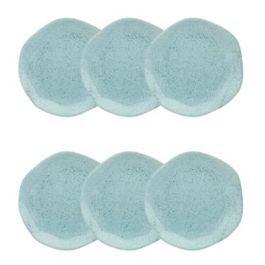 Jogo de 6 Pratos Sobremesa Oxford Ryo Blue Bay Azul Claro 21,5cm Porcelana