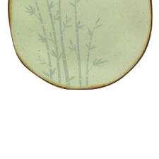 Jogo de 6 Pratos de Sobremesa Oxford Ryo Bambu Marrom e Verde 21,5cm Porcelana