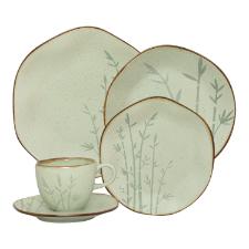 Jogo de Jantar Chá 30 Peças Porcelana Oxford Ryo Bambu: Japão Jogo de Jantar Chá 30 Peças Porcelana Oxford Ryo Bambu: Japão