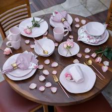 Jogo de Jantar Chá 30 Peças Porcelana Oxford Ryo Pink Sand: Caribe Jogo de Jantar Chá 30 Peças Porcelana Oxford Ryo Pink Sand: Caribe