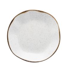Jogo de 6 Pratos Fundos Oxford Ryo Maresia Branco e Marrom 22,5cm Porcelana