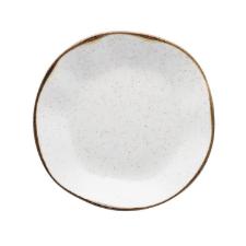 Jogo de 6 Pratos Sobremesa Oxford Ryo Maresia Branco e Marrom 21,5cm Porcelana