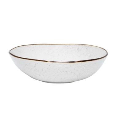 Saladeira de Porcelana Oxford Ryo Maresia Branco e Marrom 26cm