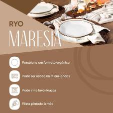 Saladeira de Porcelana Oxford Ryo Maresia Branco e Marrom 26cm