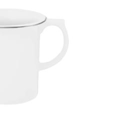 Leiteira de Porcelana Oxford Flamingo Isabel Branca e Prata 600ml