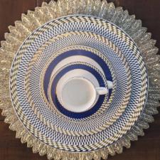 Jogo de Jantar Ch 30 Peas Porcelana Oxford Flamingo Op Art: Ouro