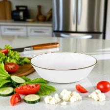 Saladeira em porcelana com friso ouro Oxford Sofia 26cm: Elegncia e brilho para servir