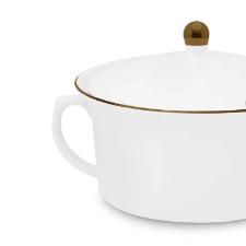 Sopeira de Porcelana Oxford Flamingo Sofia Branco e Dourado 2L com Tampa Sopeira de Porcelana Oxford Flamingo Sofia Branco e Dourado 2L com Tampa