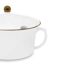 Sopeira de Porcelana Oxford Flamingo Sofia Branco e Dourado 2L com Tampa Sopeira de Porcelana Oxford Flamingo Sofia Branco e Dourado 2L com Tampa
