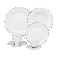 Jogo de Jantar Ch Caf 42 Ps Porcelana Oxford Soleil Victria Ouro