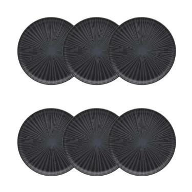 Jogo de 6 Pratos de Sobremesa Oxford Flat nix Preto 20cm