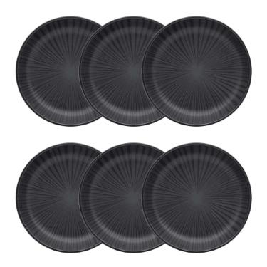 Jogo de 6 Pratos Fundos Oxford Flat nix Preto 20,5cm
