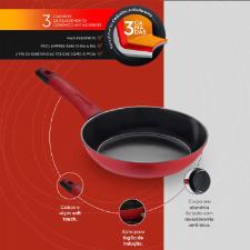 Panela Wok Antiaderente Oxford Everyday Vermelha 28cm para Induo