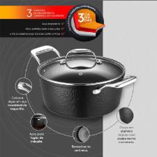 Caarola Antiaderente Oxford Gourmet Martelado Preta 24cm para Induo e Forno