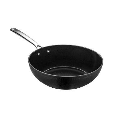 Panela Wok Antiaderente Oxford Gourmet Martelado Preta 28cm para Induo e Forno