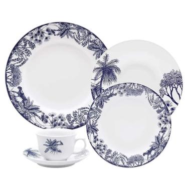 Jogo de Jantar Chá 30 Peças Porcelana Oxford Flamingo Toile De Jouy: Brasil Jogo de Jantar Chá 30 Peças Porcelana Oxford Flamingo Toile De Jouy: Brasil