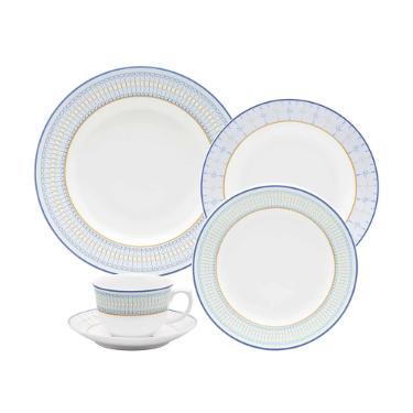 Jogo de Jantar e Ch Oxford Flamingo Lazuli 30 Peas Porcelana
