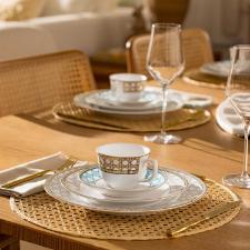 Jogo de Jantar e Ch Oxford Flamingo Palhinha Brasileira 30 Peas Porcelana