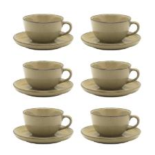 Jogo de 6 X�caras de Ch� Oxford Flat Ocre 200ml com Pires