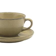 Jogo de 6 X�caras de Ch� Oxford Flat Ocre 200ml com Pires