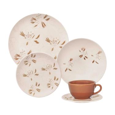 Jogo de Jantar Ch� 30 P�s Cer�mica Oxford Unni Orqu�dea: Floral