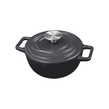 Caarola de Ferro Fundido Esmaltado Oxford Aroma Cinza 18cm Para Fogo Induo