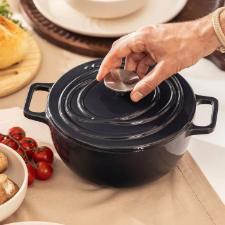 Caarola de Ferro Fundido Esmaltado Oxford Aroma Cinza 18cm Para Fogo Induo