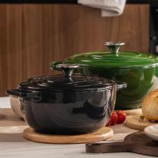 Caarola de Ferro Fundido Esmaltado Oxford Aroma Cinza 18cm Para Fogo Induo