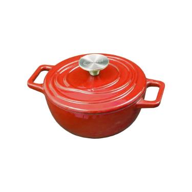 Caarola de Ferro Fundido Esmaltado Oxford Aroma Vermelha 18cm Para Fogo Induo
