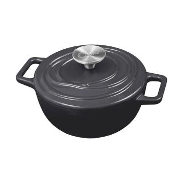 Caarola de Ferro Fundido Esmaltado Oxford Aroma Cinza 22cm Para Fogo Induo