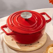 Caarola de Ferro Fundido Esmaltado Oxford Aroma Vermelha 22cm Para Fogo Induo