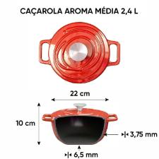 Caarola de Ferro Fundido Esmaltado Oxford Aroma Vermelha 22cm Para Fogo Induo